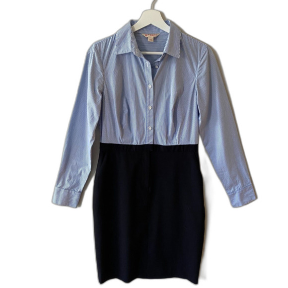 Brooks Brothers Women's Shirt Dress Wool Blend Size 4 Black Blue Career Office - Picture 2 of 7